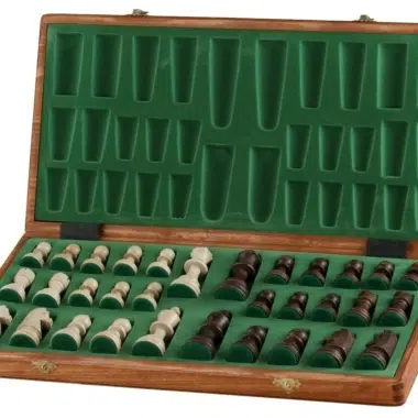 Alternative view of Klappbares Schachbrett aus Holz und Staunton Schachfiguren aus Holz mit Aufbewahrung
