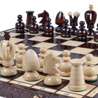 Schachspiel aus Holz und faltbares Schachbrett mit alphanumerischen Holzmarkierungen – Bild 6