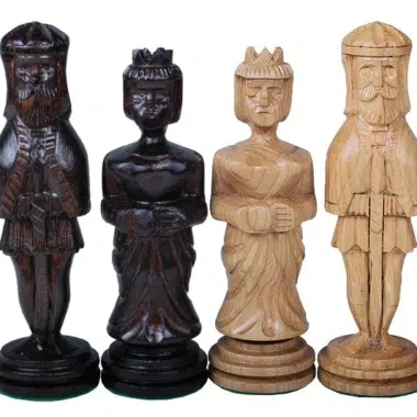 Große Schachfiguren und faltbares Schachbrett aus Holz mit Aufbewahrung – Bild 6