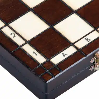 Schachspiel aus Holz und faltbares Schachbrett mit Aufbewahrung – Bild 9