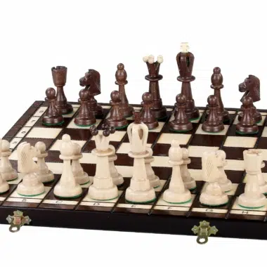 Schachspiel aus Holz und faltbares Schachbrett mit Aufbewahrung