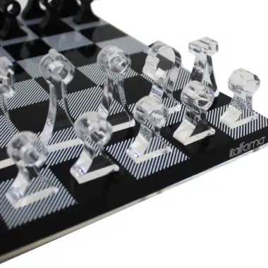 Schachspiel Design Schwarz und Transparent aus Plexiglas mit Aufbewahrung – Bild 5