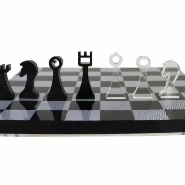 Schachspiel Design Schwarz und Transparent aus Plexiglas mit Aufbewahrung – Bild 3
