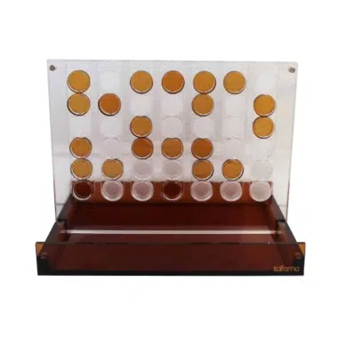 Originales Gesellschaftsspiel Vier Gewinnt aus orangefarbenem Plexiglas