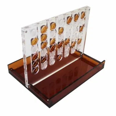 Originales Gesellschaftsspiel Vier Gewinnt aus orangefarbenem Plexiglas – Bild 3