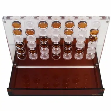 Originales Gesellschaftsspiel Vier Gewinnt aus orangefarbenem Plexiglas – Bild 5