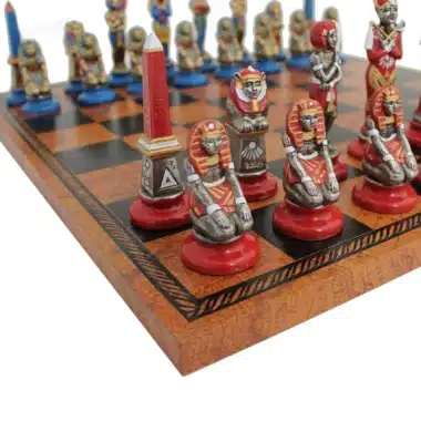 Figuren Altes Ägypten aus Metall und Schachbrett aus Kunstleder – Bild 3