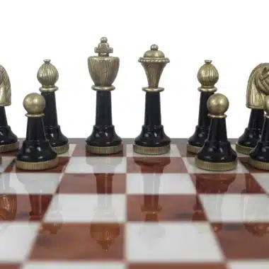 Schwarz-Weiß Staunton Schachfiguren und Schachbrett mit Aufbewahrungsschublade aus Holz – Bild 3