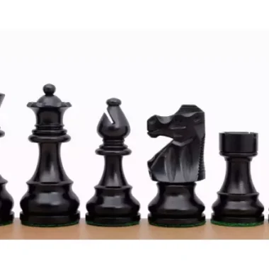 Pièces d'Échecs Staunton Français en Bois de Buis et Ébonisé