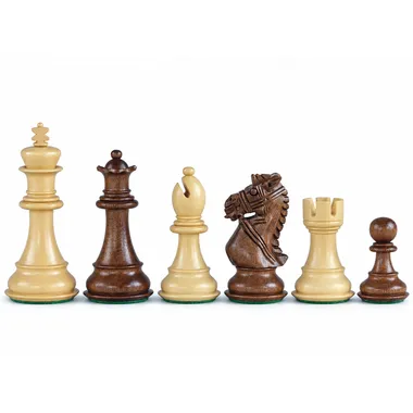 Staunton-Mariage-Royal-Figuren: Dame, Läufer, Springer und Turm aus Buchsbaum und Akazie