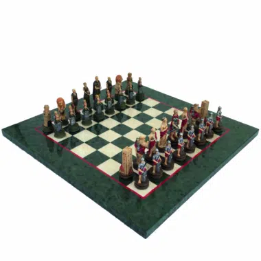 Schachspiel-Set Römer VS Gladiatoren und Schachbrett aus Ahornholz