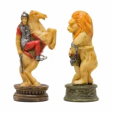 Schachspiel-Set Römer VS Gladiatoren und Schachbrett aus Ahornholz – Bild 5