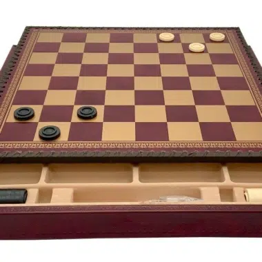 Schachspiel-Set Napoleon und Schachbrett aus Kunstleder mit Aufbewahrungsfächern – Bild 6