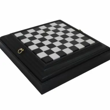 Schachspiel-Set aus vergoldetem und versilbertem Metall und schwarz-weißem Lackholz-Schachbrett mit Marmor-Spielbrett – Bild 7