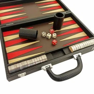Alternative view of Faltbares Backgammon-Set aus Schwarz-Rot Kunstleder