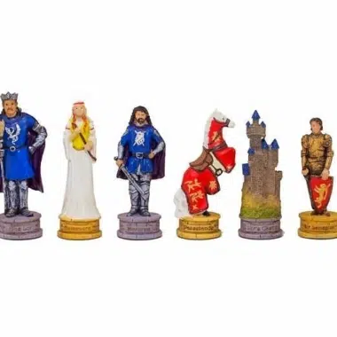 Schachspielset König Artus aus Harz und Schachbrett aus Kunstleder mit Aufbewahrungsfächern – Bild 5