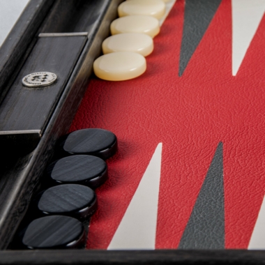 Backgammon aus rotem Kunstleder - Großes Modell 48 x 30 cm – Bild 4