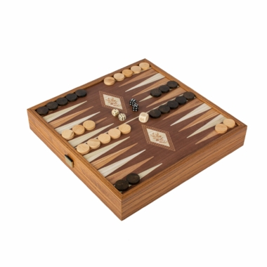 Gesellschaftsspiel 4 in 1 aus Holz - Schach, Backgammon, Ludo und Mensch ärgere dich nicht mit Aufbewahrung – Bild 5