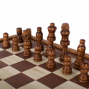 Gesellschaftsspiel 4 in 1 aus Holz - Schach, Backgammon, Ludo und Mensch ärgere dich nicht mit Aufbewahrung – Bild 3