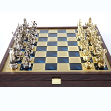 Schachspiel Griechische Mythologie aus Gold- und Silbermetall – Schachbrett mit integriertem Stauraum – Bild 5