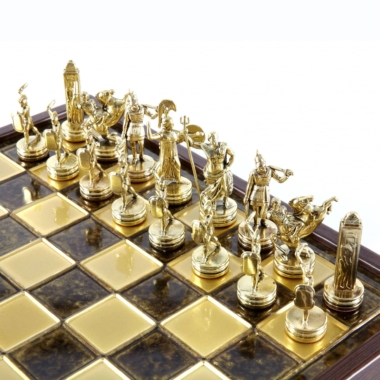 Schachspiel Griechische Mythologie aus Gold- und Silbermetall – Schachbrett mit integriertem Stauraum – Bild 17