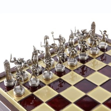 Schachspiel Griechische Mythologie aus Gold- und Silbermetall – Schachbrett mit integriertem Stauraum – Bild 24