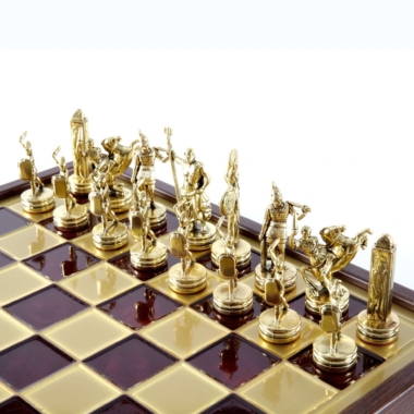 Schachspiel Griechische Mythologie aus Gold- und Silbermetall – Schachbrett mit integriertem Stauraum – Bild 25