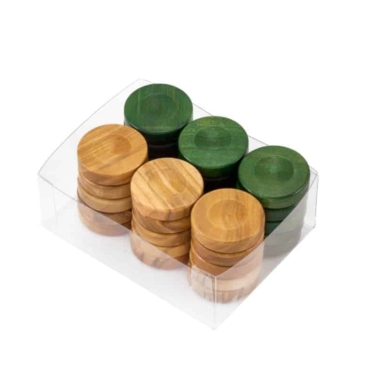 Alternative view of Backgammon-Steine aus Olivenholz - Set von 30 in Naturholz und Olivgrün