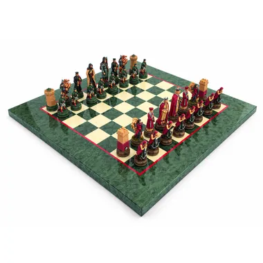 Schachspiel-Set Die Legende von Camelot 2 und Schachbrett aus Ahornholz