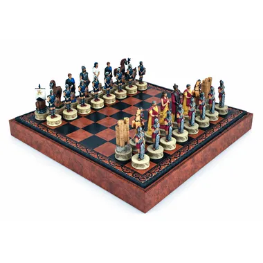 Schachspiel-Set Der Trojanische Krieg und Schachbrett mit Stauraum