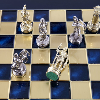 Kleines Schachspielset aus Silber- und Goldmetall Bogenschützen - Laminierte Holzbox mit Metall-Schachbrett – Bild 30