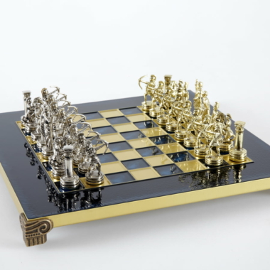 Kleines Schachspielset aus Silber- und Goldmetall Bogenschützen - Laminierte Holzbox mit Metall-Schachbrett – Bild 18
