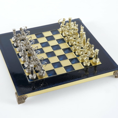 Kleines Schachspielset aus Silber- und Goldmetall Bogenschützen - Laminierte Holzbox mit Metall-Schachbrett – Bild 19