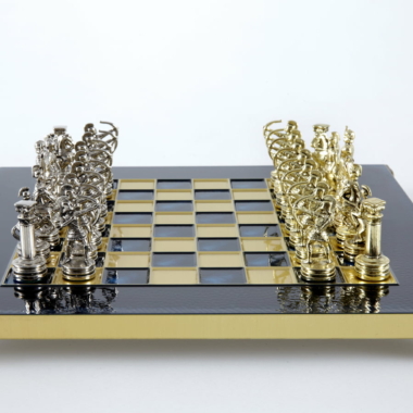 Kleines Schachspielset aus Silber- und Goldmetall Bogenschützen - Laminierte Holzbox mit Metall-Schachbrett – Bild 21
