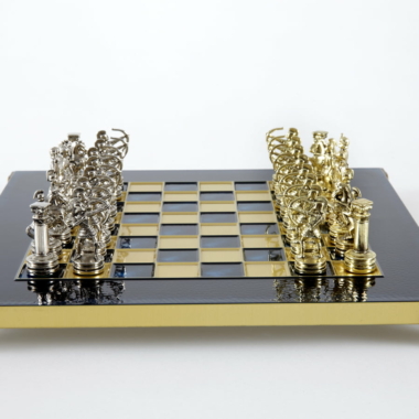 Kleines Schachspielset aus Silber- und Goldmetall Bogenschützen - Laminierte Holzbox mit Metall-Schachbrett – Bild 25