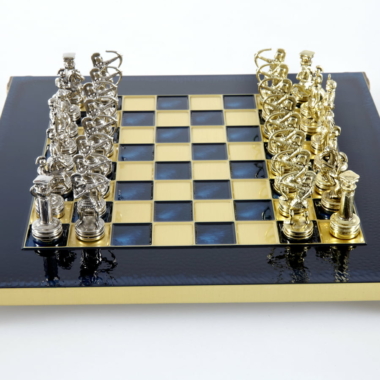 Kleines Schachspielset aus Silber- und Goldmetall Bogenschützen - Laminierte Holzbox mit Metall-Schachbrett – Bild 26