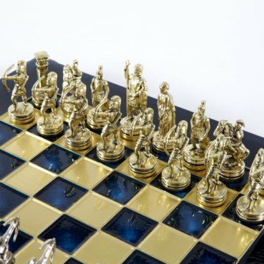 Kleines Schachspielset aus Silber- und Goldmetall Bogenschützen - Laminierte Holzbox mit Metall-Schachbrett – Bild 28