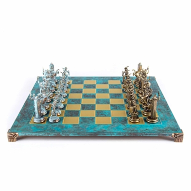 Alternative view of Schachspiel-Set der griechischen Mythologie – Stücke aus blauem und bronzenem Metall