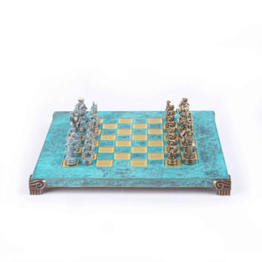 Alternative view of Griechisches und Römisches Schachspiel-Set aus Metall - Schachbrett in 5 Farbvarianten zur Auswahl, mit Laminierter Holzaufbewahrungsbox