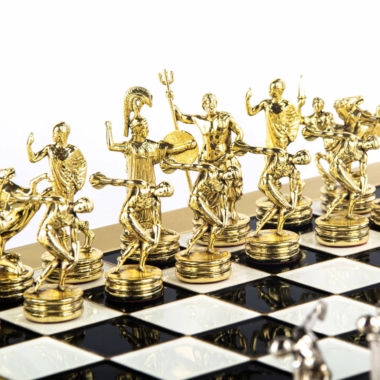 Schachspiel-Set aus Metall Diskuswerfer Gold & Silber - 36 x 36 cm – Bild 26