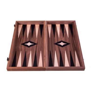 Schachspiel-Set, Dame- und Backgammon-Spiel aus Nussbaum- und Eichenholz – Bild 3