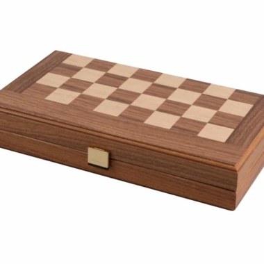 Schachspiel-Set, Dame- und Backgammon-Spiel aus Nussbaum- und Eichenholz – Bild 5