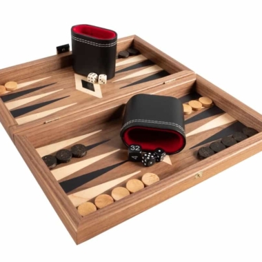 Schachspiel-Set, Dame- und Backgammon-Spiel aus Nussbaum- und Eichenholz – Bild 16