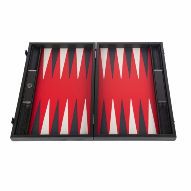 Backgammon Luxe, geöffnete leere Box mit rotem und schwarzem Spielfeld