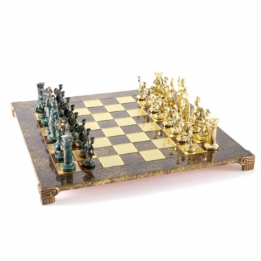 Alternative view of Schachspiel Greco-Roman - Grüne und Goldene Figuren mit Metallspielbrett