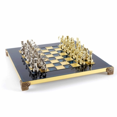 Kleines Schachspielset aus Silber- und Goldmetall Bogenschützen - Laminierte Holzbox mit Metall-Schachbrett – Bild 17