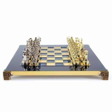 Kleines Schachspielset aus Silber- und Goldmetall Bogenschützen - Laminierte Holzbox mit Metall-Schachbrett – Bild 20