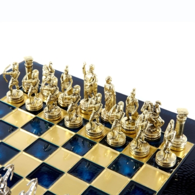 Kleines Schachspielset aus Silber- und Goldmetall Bogenschützen - Laminierte Holzbox mit Metall-Schachbrett – Bild 22