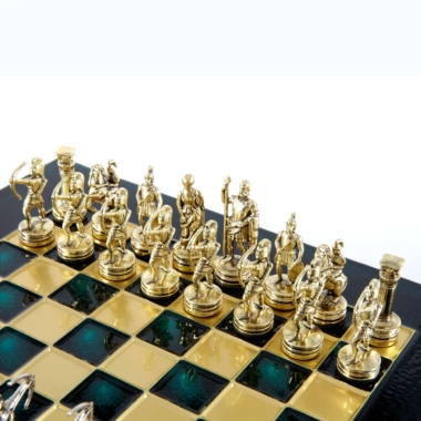 Kleines Schachspielset aus Silber- und Goldmetall Bogenschützen - Laminierte Holzbox mit Metall-Schachbrett – Bild 5