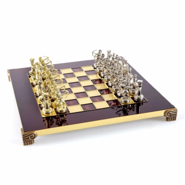 Kleines Schachspielset aus Silber- und Goldmetall Bogenschützen - Laminierte Holzbox mit Metall-Schachbrett – Bild 12